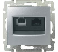 Розетка двойная Legrand RJ11+RJ45 категория 5e UTP - Valena - алюминий 770280