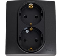 Розетка двойная с заземлением Legrand - Inspiria - со шторками в сборе 16А 250В безвинтовые зажимы - антрацит 673758