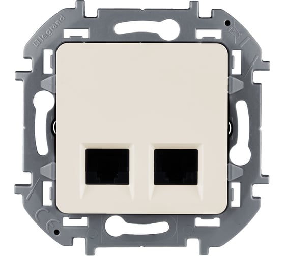 Розетка компьютерная двойная Legrand RJ45 категория 5e UTP - Inspiria - слоновая кость 673836 1
