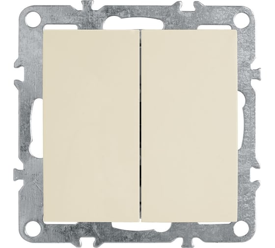 2-клавишный выключатель STEKKER механизм PSW10-9104-02, 250В, 10А, серия Эрна, слоновая кость 39323