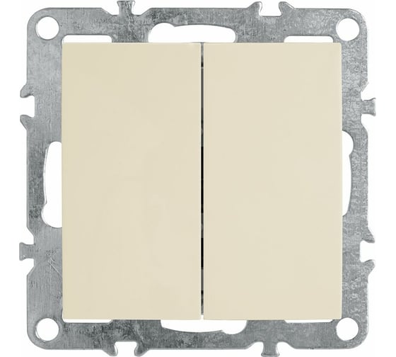2-клавишный выключатель STEKKER механизм PSW10-9104-02, 250В, 10А, серия Эрна, слоновая кость 39323 1