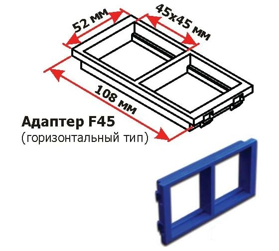 Адаптерная рамка LANMASTER двойная, горизонтальная, для напольных башенок, синяя LAN-WA-P2H-BL