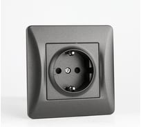 Розетка электрическая 2К+З SPL, 16А, 220-250V (антрацит) 12 шт. 201021