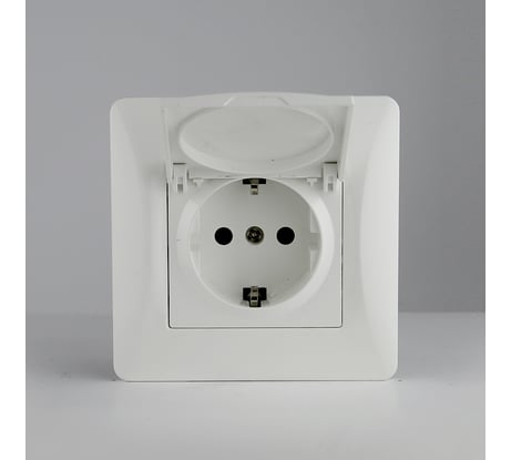 Розетка электрическая 2К+З SPL, с откидной крышкой, 16А, 220-250V (белый) 12 шт. 201002