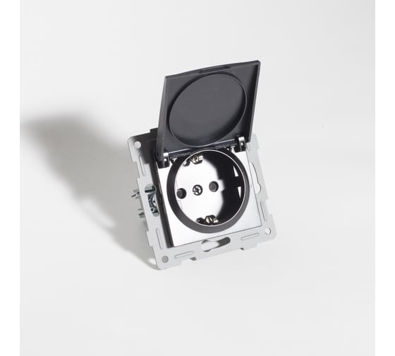 Розетка электрическая 2К+З SPL, с откидной крышкой, 16А, 220-250V (антрацит) 12 шт. 201022