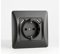 Розетка электрическая 2К+З/2xUSB A SPL, 125-250V (антрацит) 9 шт. 201024
