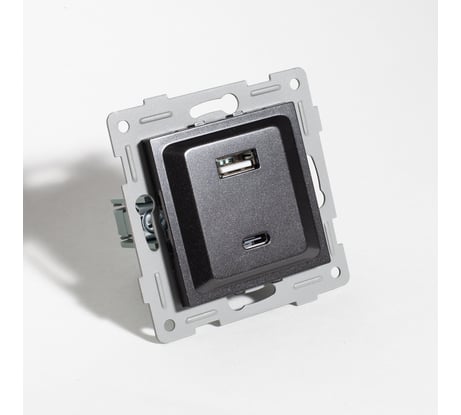 Розетка 2xUSB A/C SPL, 125-250V (антрацит) 12 шт. 201027