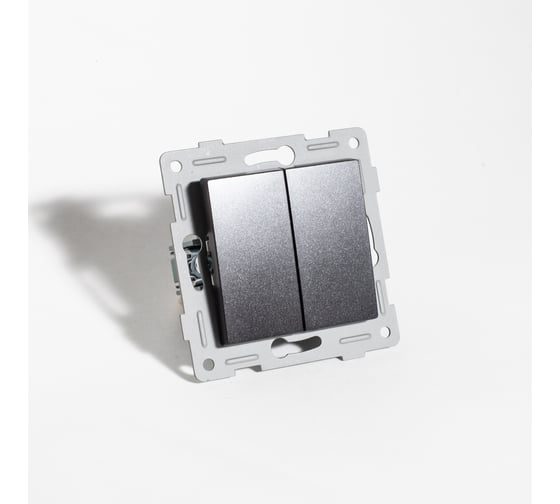 Переключатель SPL двухклавишный, 10А, 220-250V (антрацит) 12 шт. 201124 1