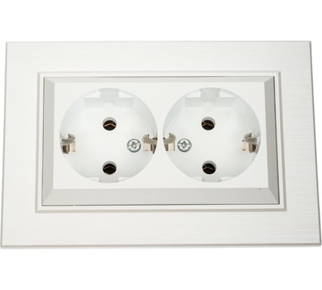 Розетка 2-я MAKEL СП KAREA LINE STAR с заземлением, 16А, IP20, жемчужный 86100082