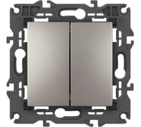 Переключатель ЭРА Elegance 14110616 двойной, 10АХ250В, титан Б0065793