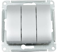 3-клавишный механизм выключателя Systeme Electric скрытой проводки Glossa 10А IP20 1+1+1 10AX алюминий GSL000331