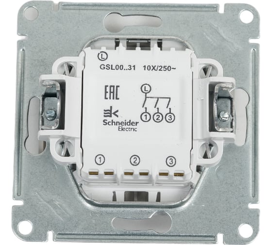 3-клавишный механизм выключателя Systeme Electric скрытой проводки Glossa 10А IP20 1+1+1 10AX алюминий GSL000331