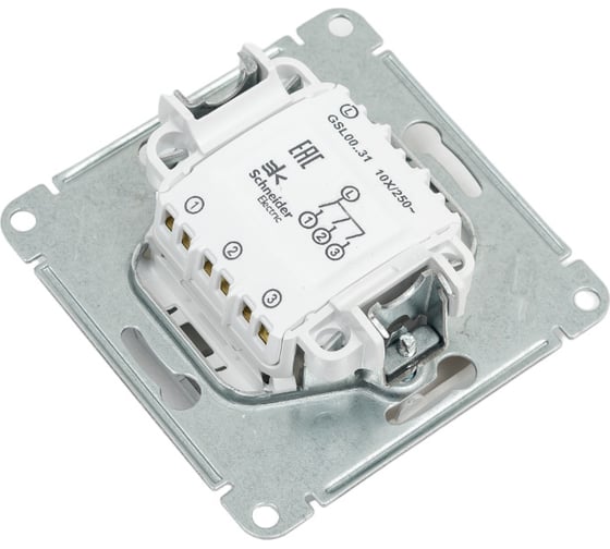 3-клавишный механизм выключателя Systeme Electric скрытой проводки Glossa 10А IP20 1+1+1 10AX алюминий GSL000331