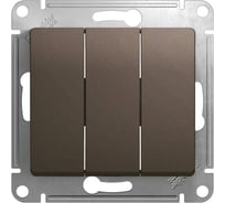 3-клавишный механизм выключателя Systeme Electric скрытой проводки Glossa 10А IP20 1+1+1 10AX шоколадный GSL000831