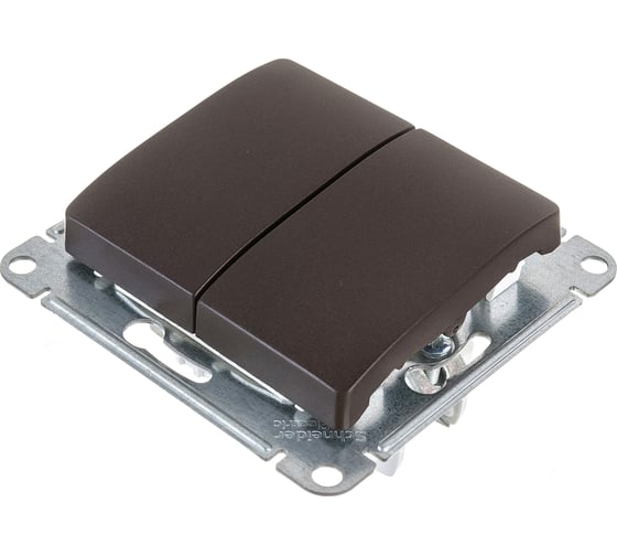 2-клавишный механизм выключателя Systeme Electric скрытой проводки Glossa 10А IP20 5 10AX шоколадный GSL000851