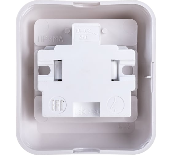 1-клавишный выключатель Systeme Electric открытой проводки Прима 10А IP20 белый розничная упаковка VA1U-112-BI