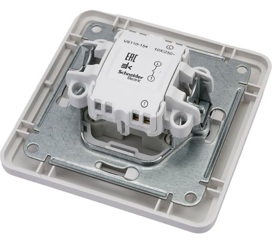 1-клавишный выключатель Systeme Electric скрытой проводки W59 10А IP20 10AX в сборе белый VS110-154-18