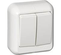 2-клавишный выключатель Systeme Electric открытой проводки Прима 6А IP20 250В белый розничная упаковка A56-029-BI