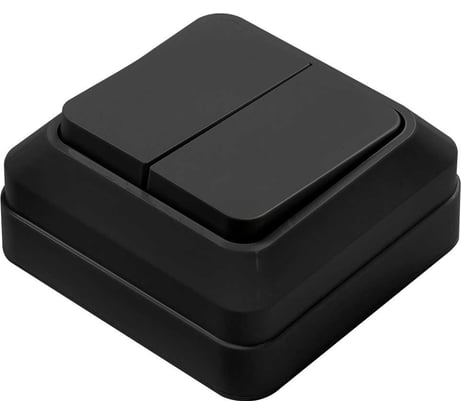 Выключатель двухклавишный IN HOME BOLLETO черный накладной 7023B 4690612061023