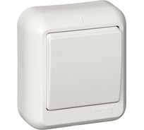 1-клавишный выключатель Systeme Electric открытой проводки Прима 6А IP20 250В с изолирирующей пластиной белая A16-051I-BI