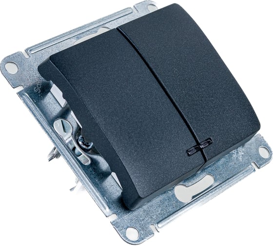 2-клавишный механизм выключателя Systeme Electric скрытой проводки Glossa 10А IP20 5а 10AX антрацит GSL000753