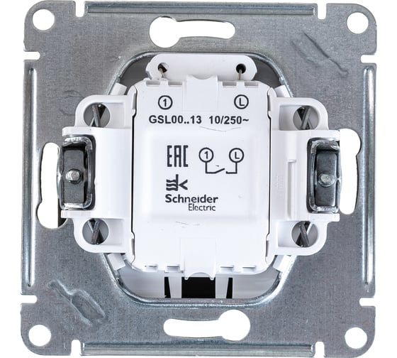 1-клавишный механизм выключателя Systeme Electric скрытой проводки Glossa 10А IP20 1а 10AX с подсветкой GSL000813