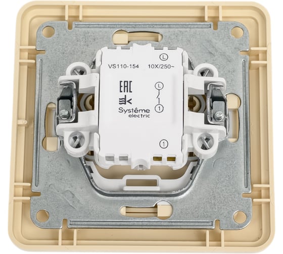 1-клавишный выключатель Systeme Electric скрытой проводки W59 10А IP20 10AX в сборе слоновая кость VS110-154-28