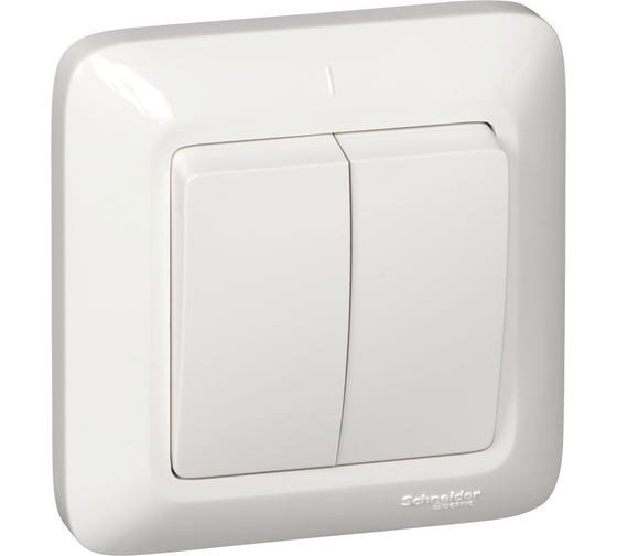 2-клавишный выключатель Systeme Electric скрытой проводки Прима 10А IP20 белый розничная упаковка VS5U-218-BI 1