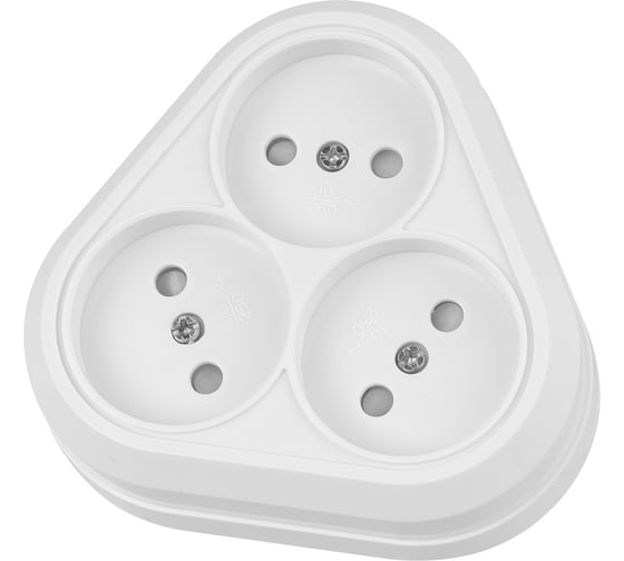 Розетка TDM ELECTRIC треугольная, 2П, открытой установки, IP20, 10A, с защитными шторками, белая, Ладога SQ1801-0137