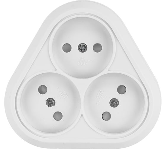 Розетка TDM ELECTRIC треугольная, 2П, открытой установки, IP20, 10A, с защитными шторками, белая, Ладога SQ1801-0137