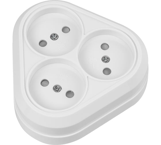 Розетка TDM ELECTRIC треугольная, 2П, открытой установки, IP20, 10A, с защитными шторками, белая, Ладога SQ1801-0137