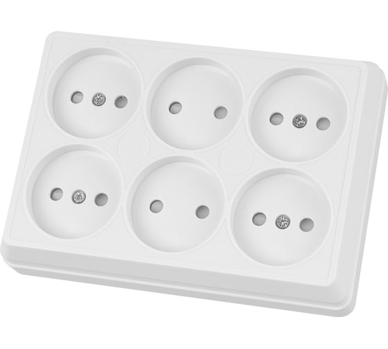 Розетка TDM ELECTRIC шестиместная, 2П, открытой установки, IP20, 10A, с защитными шторками, белая, Ладога SQ1801-0141