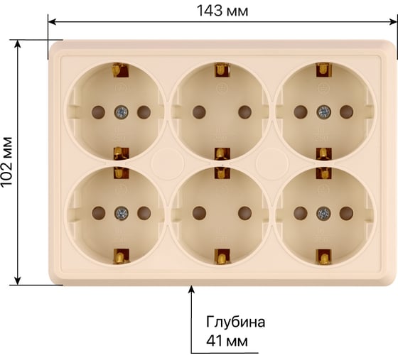 Розетка TDM ELECTRIC шестиместная, 2П+3, открытой установки, IP20, 16A, с защитными шторками, сл.кость, Ладога SQ1801-0247