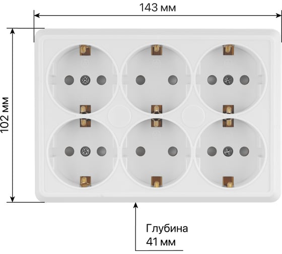 Розетка TDM ELECTRIC шестиместная, 2П+3, открытой установки, IP20, 16A, с защитными шторками, белая, Ладога SQ1801-0143