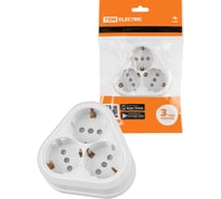 Розетка TDM ELECTRIC треугольная, 2П+3, открытой установки, IP20, 16A, с защитными шторками, белая, Ладога SQ1801-0139