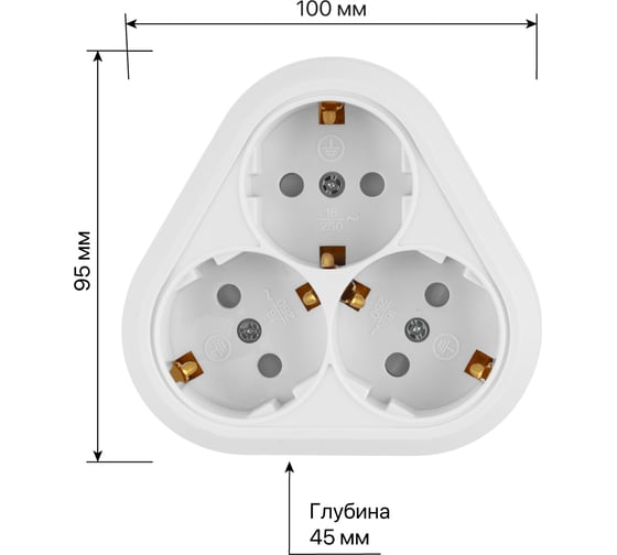 Розетка TDM ELECTRIC треугольная, 2П+3, открытой установки, IP20, 16A, с защитными шторками, белая, Ладога SQ1801-0139