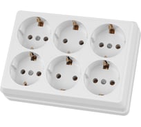 Розетка TDM ELECTRIC шестиместная, 2П+3, открытой установки, IP20, 16A, белая, Ладога SQ1801-0142