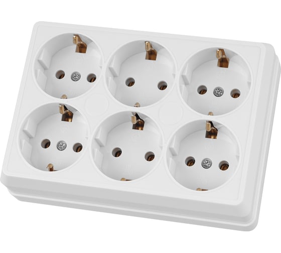 Розетка TDM ELECTRIC шестиместная, 2П+3, открытой установки, IP20, 16A, белая, Ладога SQ1801-0142