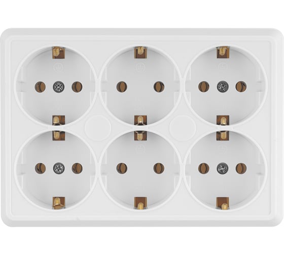 Розетка TDM ELECTRIC шестиместная, 2П+3, открытой установки, IP20, 16A, белая, Ладога SQ1801-0142