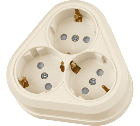 Розетка TDM ELECTRIC треугольная, 2П+3, открытой установки, IP20, 16A, с защитными шторками, сл.кость, Ладога SQ1801-0239