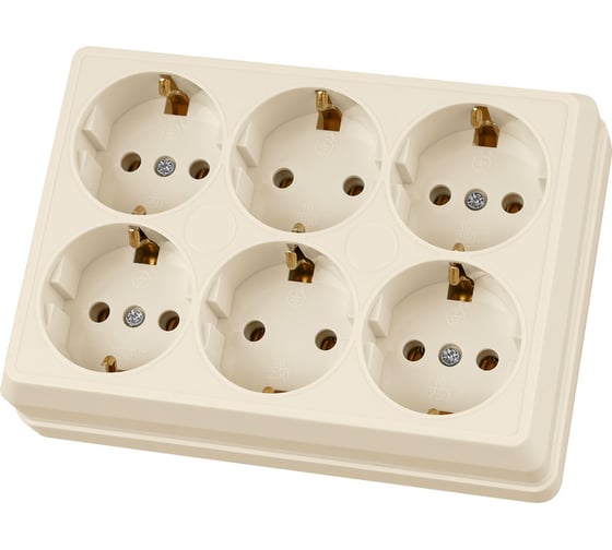 Розетка TDM ELECTRIC шестиместная, 2П+3, открытой установки, IP20, 16A, сл.кость, Ладога SQ1801-0246 1