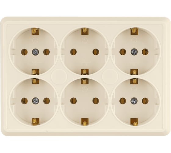 Розетка TDM ELECTRIC шестиместная, 2П+3, открытой установки, IP20, 16A, сл.кость, Ладога SQ1801-0246