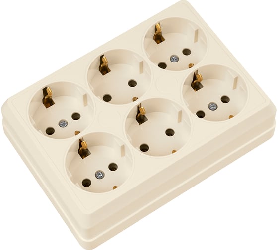 Розетка TDM ELECTRIC шестиместная, 2П+3, открытой установки, IP20, 16A, сл.кость, Ладога SQ1801-0246