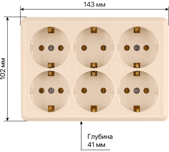 Розетка TDM ELECTRIC шестиместная, 2П+3, открытой установки, IP20, 16A, сл.кость, Ладога SQ1801-0246