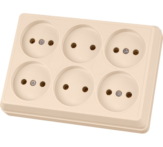 Розетка TDM ELECTRIC шестиместная, 2П, открытой установки, IP20, 10А, слоновая кость, Ладога SQ1801-0244