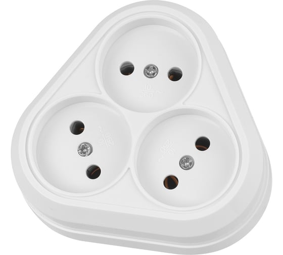 Розетка TDM ELECTRIC треугольная, 2П, открытой установки, IP20, 10A, белая, Ладога SQ1801-0136