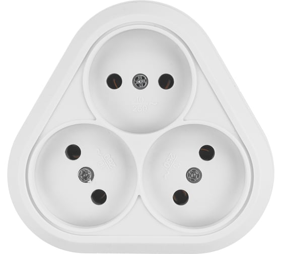 Розетка TDM ELECTRIC треугольная, 2П, открытой установки, IP20, 10A, белая, Ладога SQ1801-0136