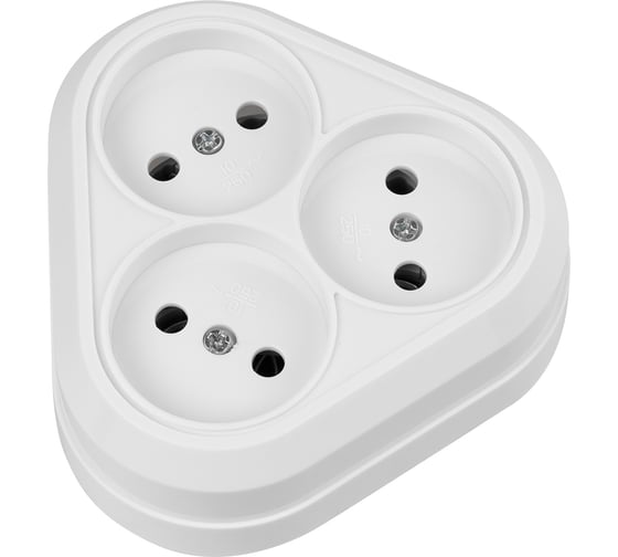 Розетка TDM ELECTRIC треугольная, 2П, открытой установки, IP20, 10A, белая, Ладога SQ1801-0136