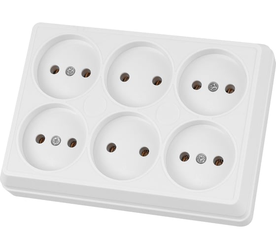 Розетка TDM ELECTRIC шестиместная, 2П, открытой установки, IP20, 10A, белая, Ладога SQ1801-0140