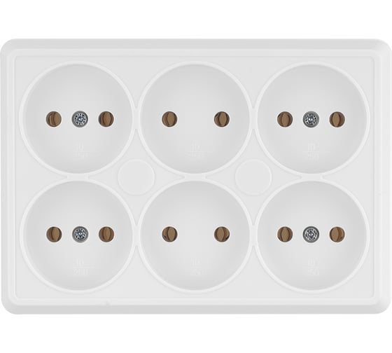 Розетка TDM ELECTRIC шестиместная, 2П, открытой установки, IP20, 10A, белая, Ладога SQ1801-0140